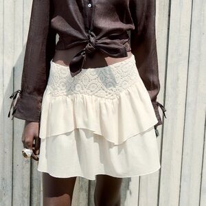 Zara Crochet Ruffle Mini Skirt